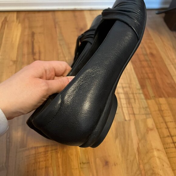 Clarks Candra Gleam Twist Leather Black Comfortable Ballet Flats - Picture 6 of 14